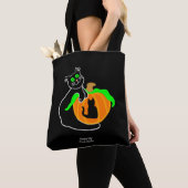Zwarte Cat pompoen All-Over-Print Canvas tas (Dichtbij)