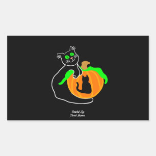 Zwarte Cat pompoen rechthoek Sticker