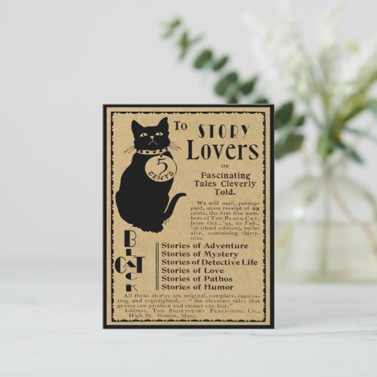  'ZWARTE CAT'-RECLAME VOOR VERPLICHTE VERLIEZEN BRIEFKAART (Staand voorkant)