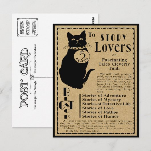  'ZWARTE CAT'-RECLAME VOOR VERPLICHTE VERLIEZEN BRIEFKAART (Voorkant / Achterkant)