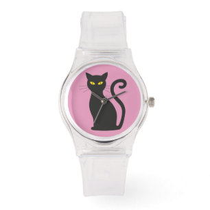 ZWARTE CAT RETRO LADIES PINK WRIST WATCH HORLOGE
