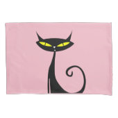 ZWARTE CAT RETRO PINK PILLOW-HOESJES KUSSENSLOOP (Voorkant)