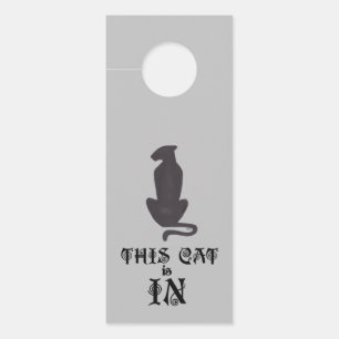 Zwarte Cat Silhouette grijze deurhanger (2-zijdig)