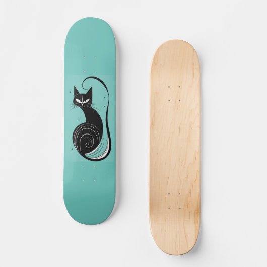 ZWARTE CAT-SKATEBOARD-DECK PERSOONLIJK SKATEBOARD (Voorkant)