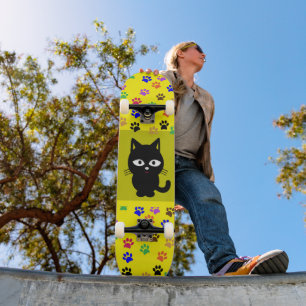 ZWARTE CAT-SKATEBOARD-DECK PERSOONLIJK SKATEBOARD