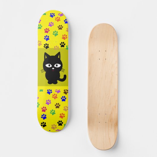 ZWARTE CAT-SKATEBOARD-DECK PERSOONLIJK SKATEBOARD (Voorkant)