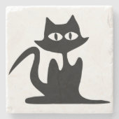ZWARTE CAT STENEN ONDERZETTER (Voorkant)