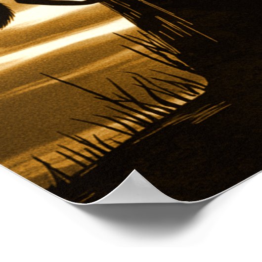 Zwarte Cat Tree Silhouette Sunset Poster Art Print (Hoek)