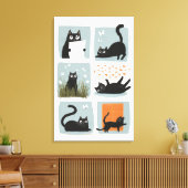 Zwarte Cat Wall Art Stretched Canvas Print (Insitu (Woonkamer))
