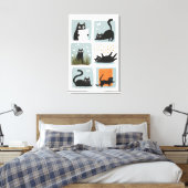 Zwarte Cat Wall Art Stretched Canvas Print (Insitu (Slaapkamer))