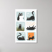 Zwarte Cat Wall Art Stretched Canvas Print (Voorkant)