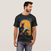 ZWARTE CAT, WITCH PET EN POMPKINS HALLOWEEN PARTIJ T-SHIRT (Voorkant volledig)