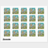 ZWARTE CAT, WITCH PUMPKIN PIE FACTORY STICKERS Squ (Vel)