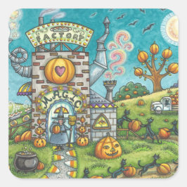 ZWARTE CAT, WITCH PUMPKIN PIE FACTORY STICKERS Squ