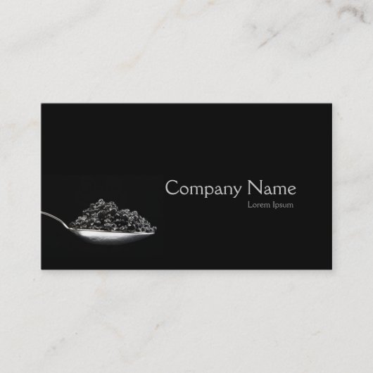 Zwarte Caviar Spoon Luxe Kaart Visitekaartje (Voorkant)