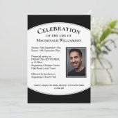 Zwarte CELEBRATIE LIFE Foto Memorial Funeral Kaart (Staand voorkant)