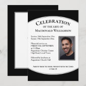 Zwarte CELEBRATIE LIFE Foto Memorial Funeral Kaart (Voorkant / Achterkant)