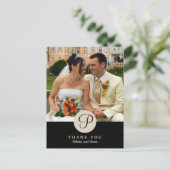 Zwarte centrum klassieke monogram foto dank u opme briefkaart (Staand voorkant)