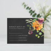 ZWARTE CHACKBOARD BLUSH YELLOW ORANJE FLORAL RSVP (Staand voorkant)