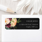 ZWARTE CHALKBOARD PINK GEEL ORANJE FLORAAL ADRES ETIKET (Insitu)