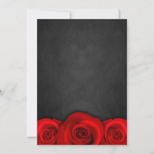 Zwarte Chalkboard Red Rose Wedding Invitting Kaart (Voorkant)