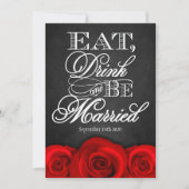 Zwarte Chalkboard Red Rose Wedding Invitting Kaart (Voorkant)