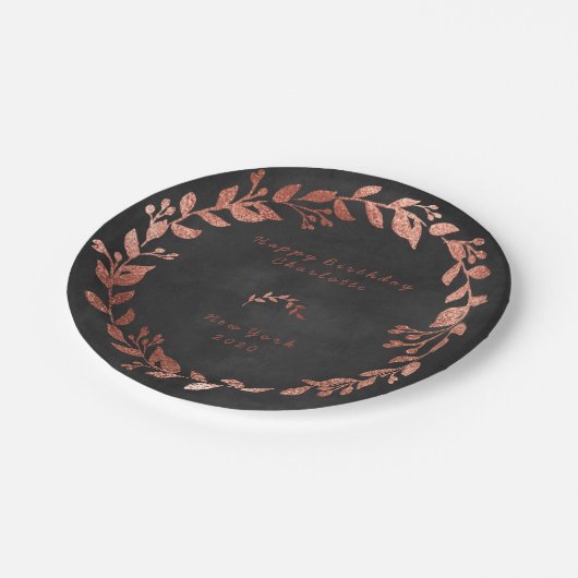 Zwarte Chalkboard Roze Rose Gold Grey Kerstmis Papieren Bordje (Gekanteld)