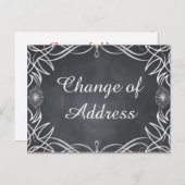 Zwarte Chalkboard Swirl Stylish Change of address Aankondigingskaart (Voorkant / Achterkant)