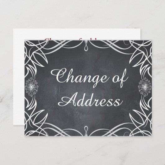 Zwarte Chalkboard Swirl Stylish Change of address Aankondigingskaart (Voorkant / Achterkant)