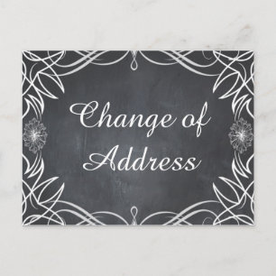 Zwarte Chalkboard Swirl Stylish Change of address Aankondigingskaart