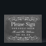 Zwarte Chalkboard Weddenschap Boek<br><div class="desc">Decoratieve zwammen en bloeien lijst dit elegante  geïnspireerde trouwgastenboek met witte tekst en monogram. De achtergrond heeft een getextureerde zwarte chalkboardverschijning.</div>