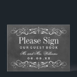 Zwarte Chalkboard Weddenschap Boek<br><div class="desc">Decoratieve zwammen en bloeien lijst dit elegante  geïnspireerde trouwgastenboek met witte tekst en monogram. De achtergrond heeft een getextureerde zwarte chalkboardverschijning.</div>