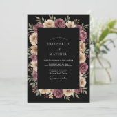 Zwarte Champagne Dahlia Bruiloft Kaart (Staand voorkant)