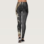 Zwarte Champagne Gouden Cowboy Cowgirl Koeienhuid Leggings (Achterkant)