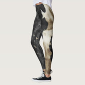 Zwarte Champagne Gouden Cowboy Cowgirl Koeienhuid Leggings (Links)