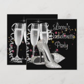 Zwarte Champagne High Heels Bachelorette Party Kaart (Voorkant / Achterkant)