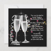 Zwarte Champagne High Heels Bachelorette Party Kaart (Achterkant)