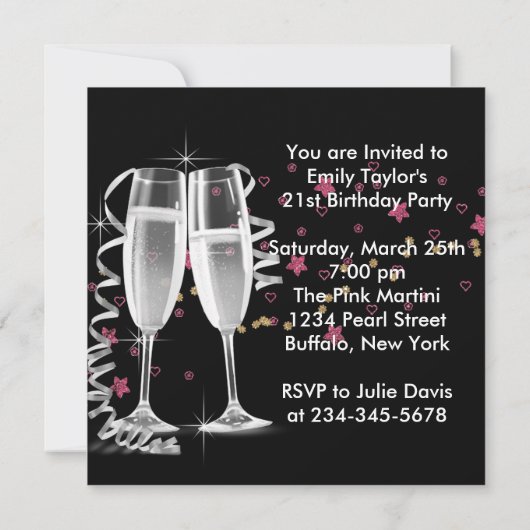 Zwarte Champagne op hoog niveau 21e verjaardag Kaart (Achterkant)