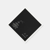 Zwarte Champagne Tower Monogram Huwelijkscocktail Servet (Hoek)