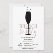 Zwarte champagneglas brunch bruisend bruids brunch kaart (Voorkant)