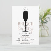 Zwarte champagneglas brunch bruisend bruids brunch kaart (Staand voorkant)