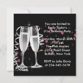 Zwarte Champaigne Hoge Hakken 21e Verjaardagsfeest Kaart (Achterkant)