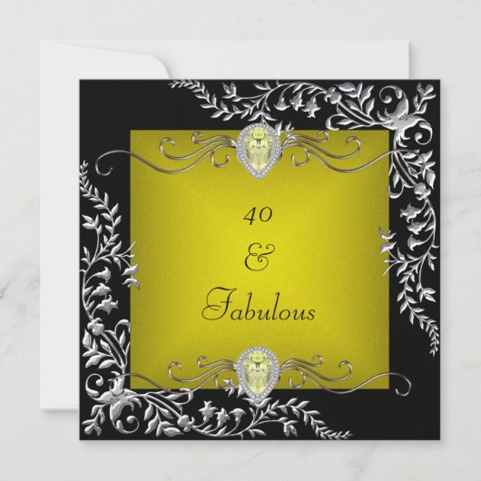 Zwarte Chartreuse Goud 40ste Verjaardagsfeest Kaart (Voorkant)