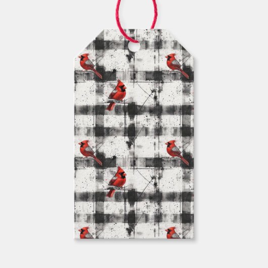 Zwarte check kardinale Waterverf Cadeaulabel (Voorkant)