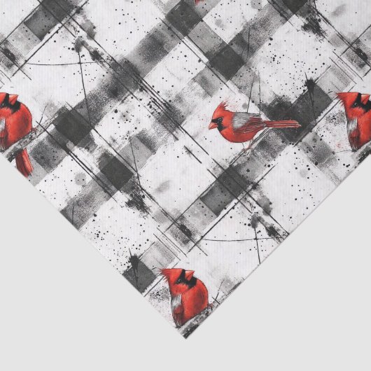 Zwarte check kardinale Waterverf Tissuepapier (Detail)