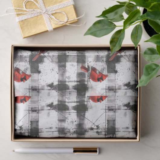 Zwarte check kardinale Waterverf Tissuepapier (Geschenk)