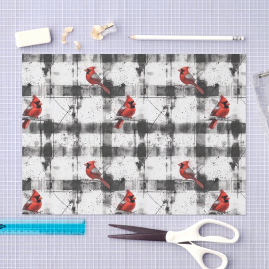 Zwarte check kardinale Waterverf Tissuepapier (Craft)