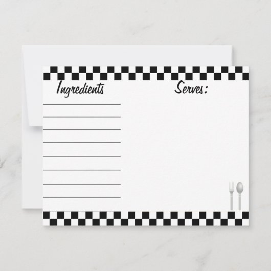 Zwarte Checkerboard Recipe Kaart - voor- en achter (Achterkant)