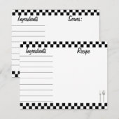 Zwarte Checkerboard Recipe Kaart - voor- en achter (Voorkant / Achterkant)