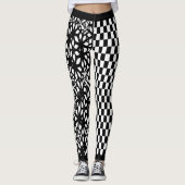 Zwarte Checkers en Kant Hart Leggings (Voorkant)